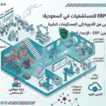 إنفوجرافيك يوضح ميزات برنامج الأمين 10 كأفضل نظام ERP للمستشفيات في السعودية، ويشمل إدارة مخزون الأدوية، والمستلزمات والأصول الطبية، وتتبع الصلاحية، والمحاسبة والفوترة الإلكترونية، وإدارة الموارد البشرية، والأمين كلاود.